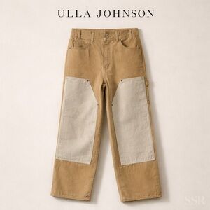 Ulla Johnson Olympia Patchwork Denim Jeans 28 Limestone Carpenter Panel NWT USA